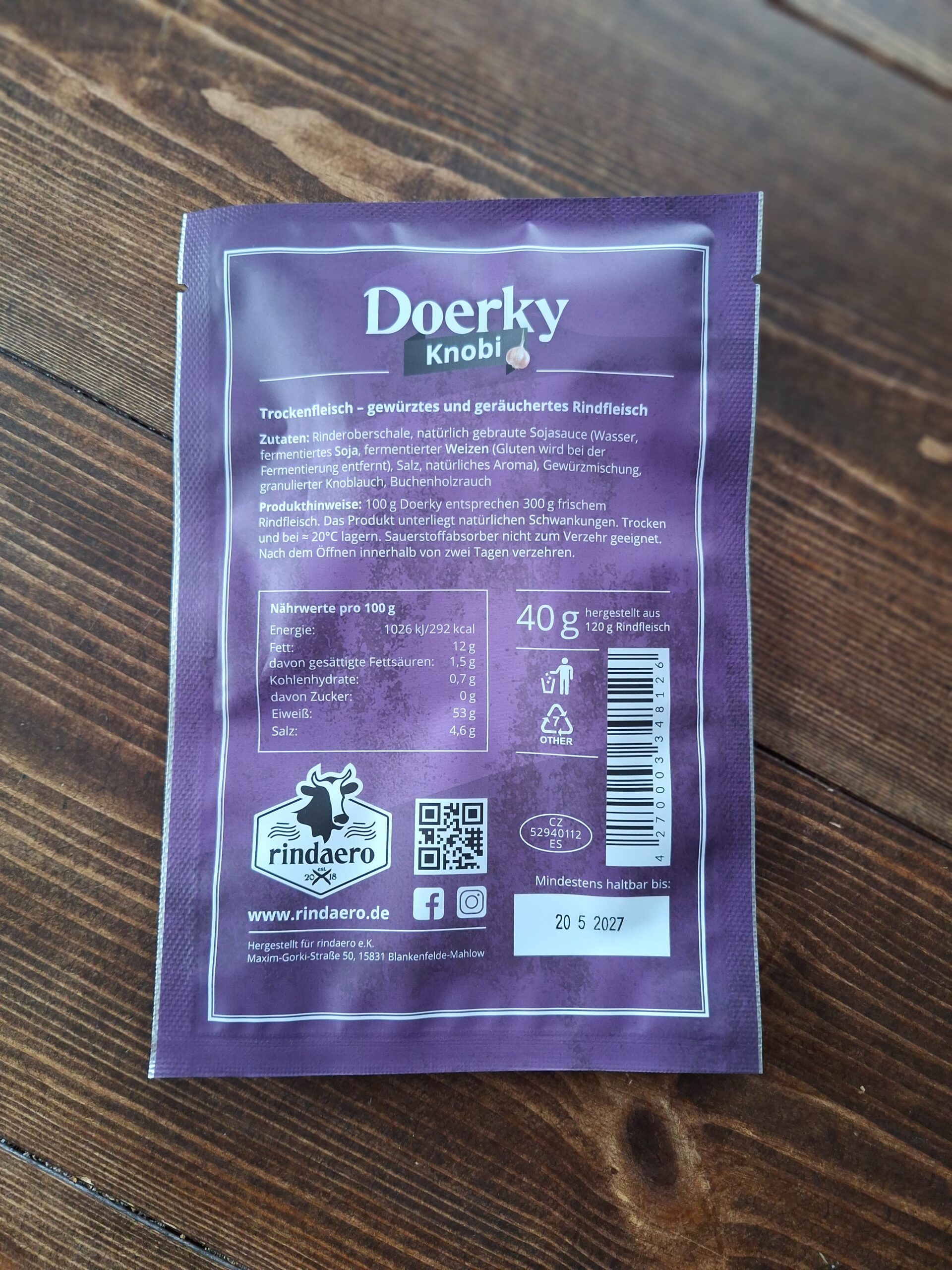 Doerky Beef Jerky Knobi 40 g – Bild 2