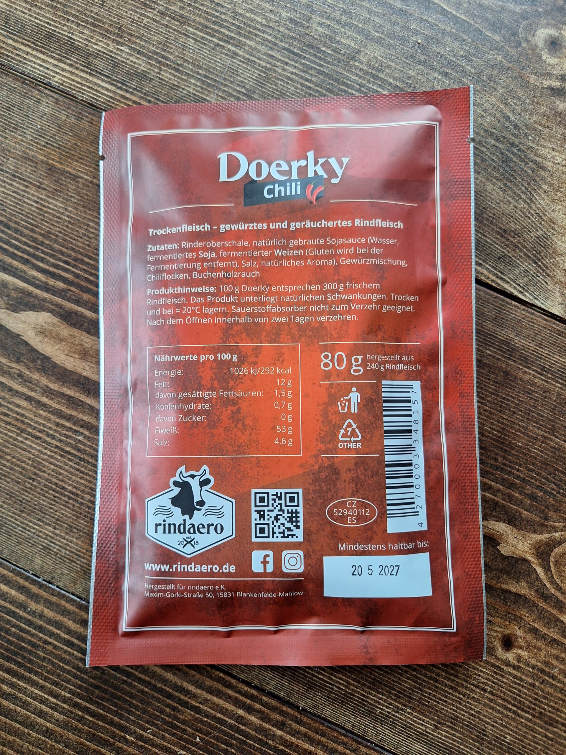 Doerky Beef Jerky Chili 80 g – Bild 2